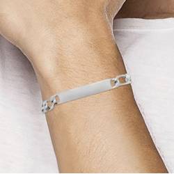 Bracelet Gravure Identité Figaro 21 CM X 8MM  Argent 925/1000