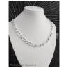 Chaîne Homme 50CM x 1CM LARGE Figaro Alternée 1+1 Argent Massif 925/000