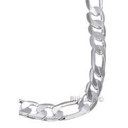 Chaîne Homme 55CM x 1CM LARGE Figaro Alternée 1+3 Argent Massif 925/000