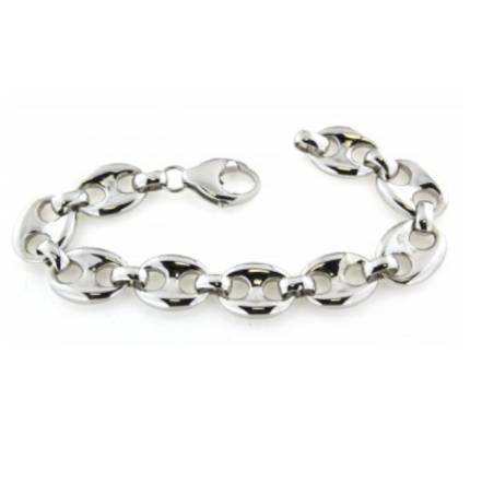 Bracelet Grain De Café 15MM X 21CM LARGE Argent Massif Rhodié Bijoux Homme
