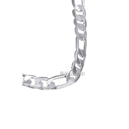 Chaîne Homme 55CM x 1CM LARGE Figaro Alternée 1+3 Argent Massif 925/000