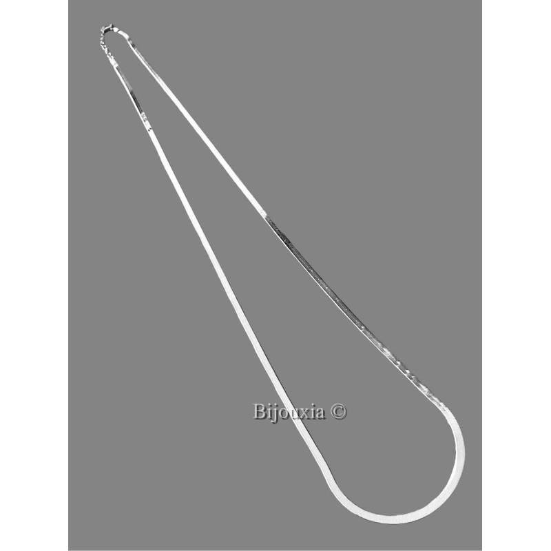 Collier Sautoir Maille Miroir 90CM En Argent 925/1000 Rhodié