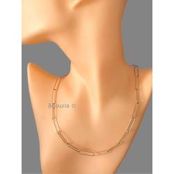 Collier Maille Chaîne Rectangulaire Allongée En Plaqué Or 18 Carats 750/1000
