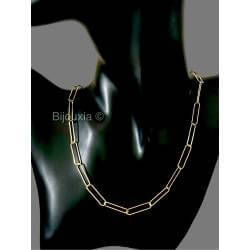 Collier Maille Chaîne Rectangulaire Allongée En Plaqué Or 18 Carats 750/1000