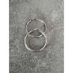 Boucles D'oreilles Créoles Torsadées 3CM Argent Massif 925 Rhodié