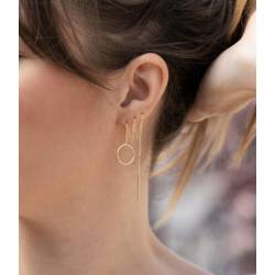 Boucles D'oreilles Chaîne Traversante Double Passage En Plaqué Or 18 Carats