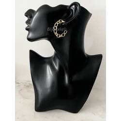 Créoles Motif Chaîne Maillons Ovales Entrelacés En Plaqué Or 18 Carats 750/1000