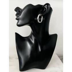 Créoles Tubes Torsadées Diamètre 3,20CM En Argent Massif 925/000 Rhodié