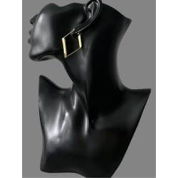 Créoles Forme Trapèze Hauteur 4CM En Plaqué Or 18 Carats 750/000