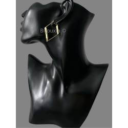 Créoles Forme Trapèze Hauteur 4CM En Plaqué Or 18 Carats 750/000