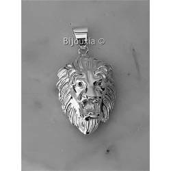 Grand Pendentif Tête de Lion Robuste En Argent Massif 925/000