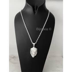 Grand Pendentif Tête de Lion Robuste En Argent Massif 925/000