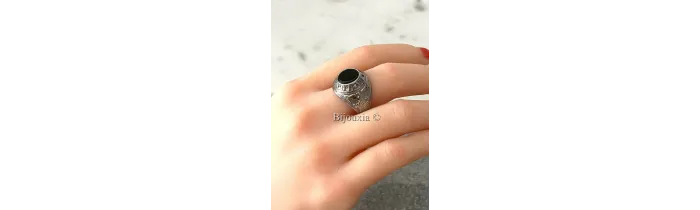 Chevalière US Américaine En Argent 925/000 Onyx Tailles 52 à 70