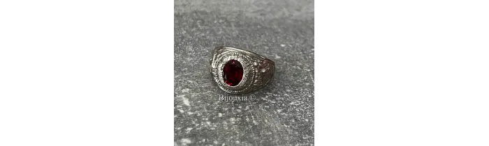 Chevalière US Américaine En Argent 925/000 Pierre Rouge Rubis Tailles 52 à 72