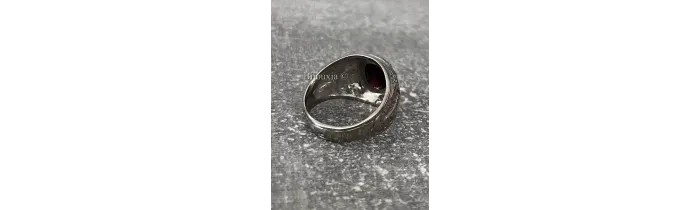 Chevalière US Américaine En Argent 925/000 Pierre Rouge Rubis Tailles 52 à 72