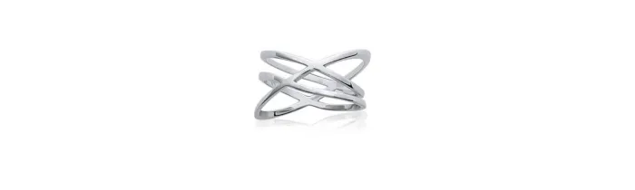 Bague Moderne Multi-Rangs entrelacés Argent Massif 925/000 Rhodié T50 à 60
