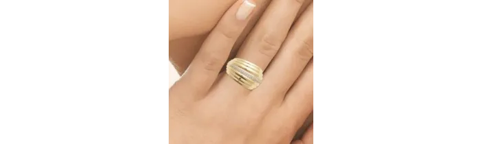 Bague Bombée Rangs Microserti Oxyde de Zirconium Plaqué Or 18 Carats T50 à T60