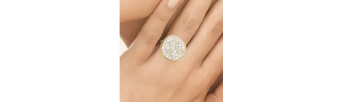 Bague Pavé Microserti Oxyde de Zirconium Plaqué Or 18 Carats T50 à T60