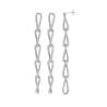 Boucles d'oreilles Longues Maillons Ovales Entrelacés Argent Massif 925 Platiné