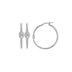 Créoles 3CM Motif Grain de Café En Argent Massif 925/1000 Rhodié