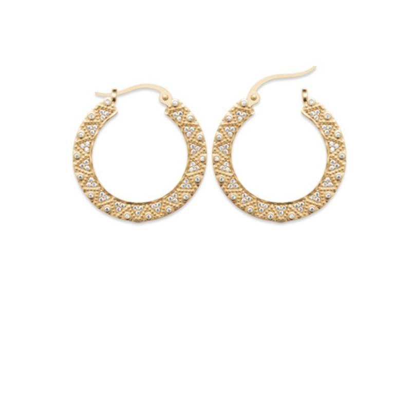 Créoles Motif Ciselés Avec Cristaux de Zirconium Plaqué or 18 Carats 750/000