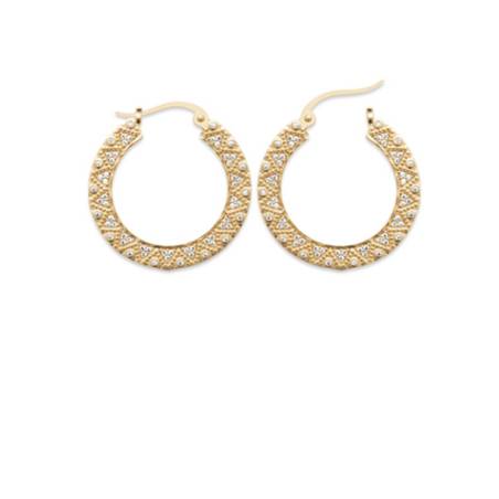 Créoles Motif Ciselés Avec Cristaux de Zirconium Plaqué or 18 Carats 750/000