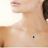 Collier Marquise Pendentif Cristal Bleu Saphir Plaqué or 18 Carats 750/000