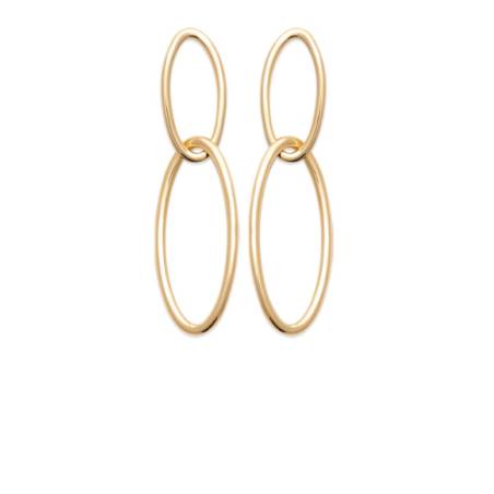 Boucles D'oreilles Pendantes Motif Chaîne Ovales Plaqué or 18 Carats 750/000