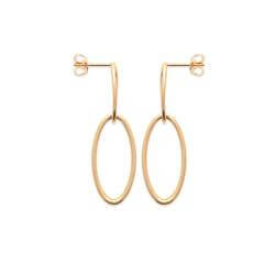 Boucles D'oreilles Pendantes Motif Chaîne Ovales Plaqué or 18 Carats 750/000