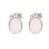 Boucles d'oreilles Puces Cabochon Ovale Quartz Rose En Argent Massif Rhodié 925