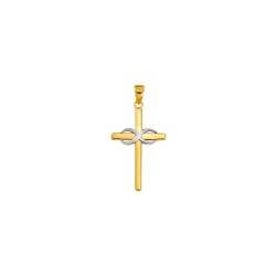 Pendentif Croix Bicolore Or 375/1000 avec infini en Or blanc