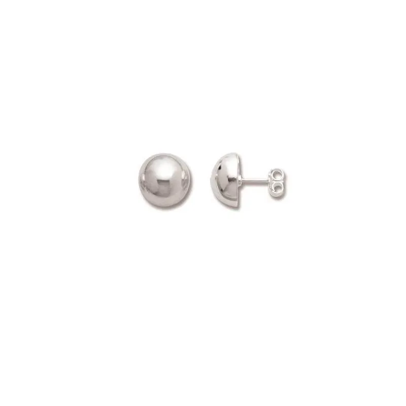 Boucles D'oreilles Clous Argent Massif 925 - Demi-boule 20x4mm, Neuves Avec étiquette