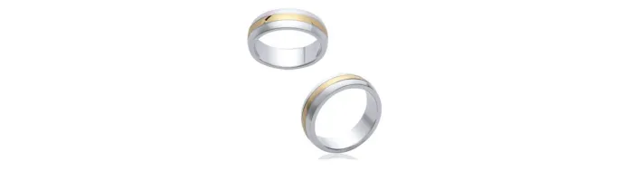 Bague Bicolore en Acier Inoxydable&Plaqué or 3 microns Bijoux T 52 à 70 MIXTE