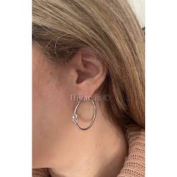 Créoles 3CM Motif Grain de Café En Argent Massif 925/1000 Rhodié