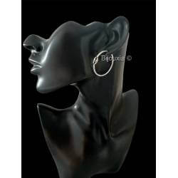 Créoles 3CM Motif Grain de Café En Argent Massif 925/1000 Rhodié