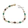 Bracelet Pierres Cristaux Swarovski Ambre et Émeraude En Plaqué Or 18 Carats
