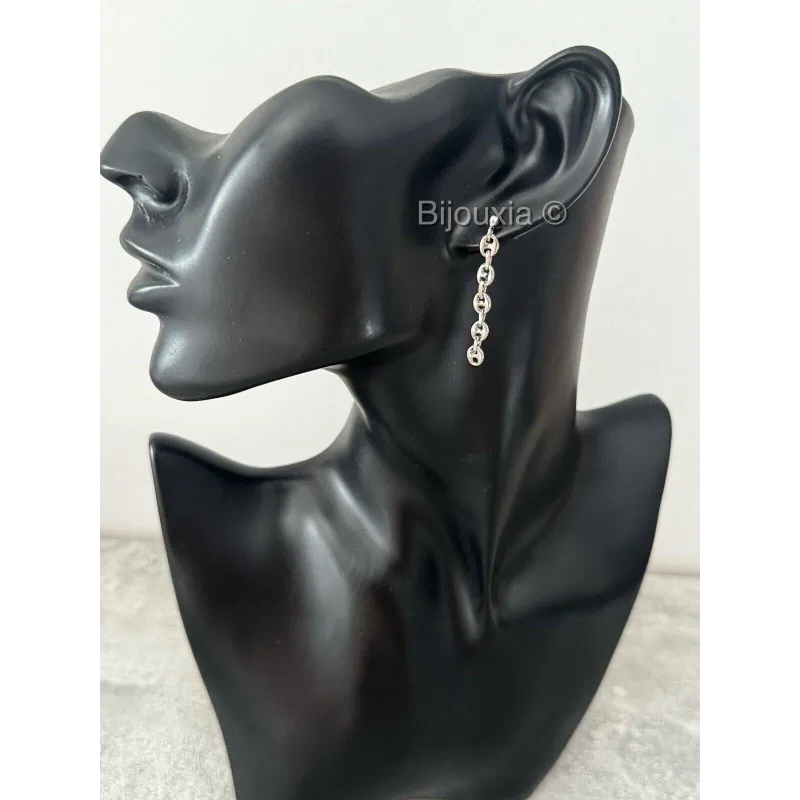Boucles D'oreilles Créoles Grain De Café Argent 925 Rhodié - Bijouxia, Neuf Avec étiquettes