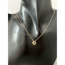 Collier Pendentif Cristal Bleu Aigue Marine Plaqué or 18 Carats 750/000al