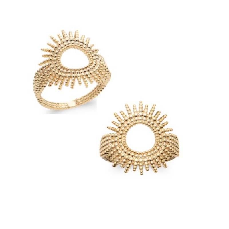 Bague Ajourée Soleil En Plaqué or 18 CARATS 750 Millièmes Tailles 50 à 68