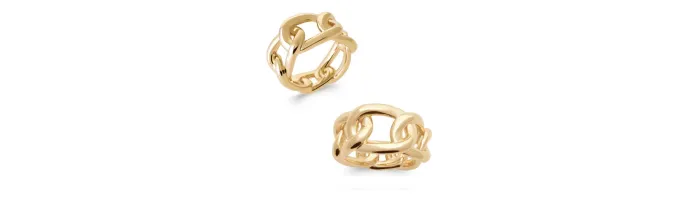 Bague Large En Forme de Chaîne Plaqué or 18 CARATS 750 Millièmes Tailles 48 à 68