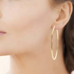 Créoles Lisses Diamètre 5cm En Acier Inoxydable PVD Doré