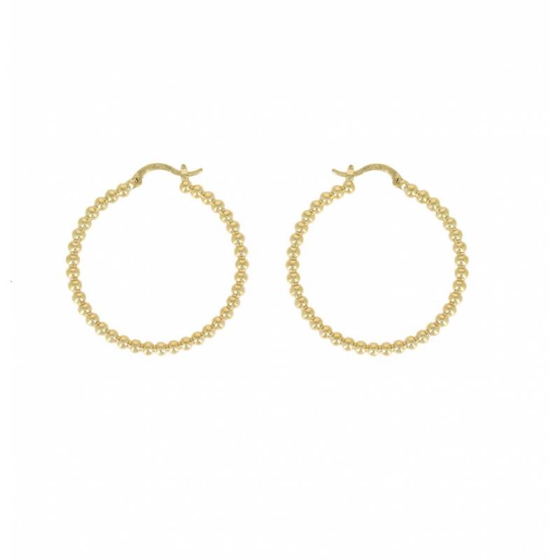 Créoles Contour Boules Diamètre 3.5CM En Plaqué Or 18 Carats