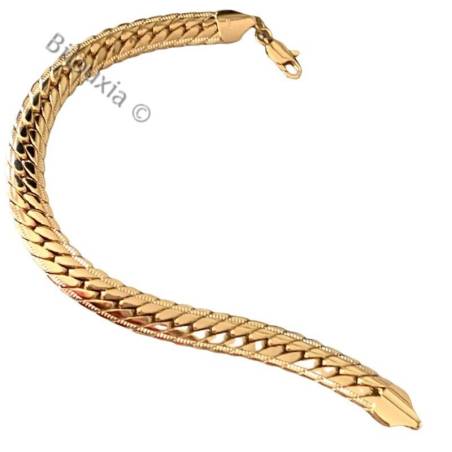 Bracelet Large Maille Anglaise 21cm X 9mm En Plaqué Or 18 carats Bijou NEUF