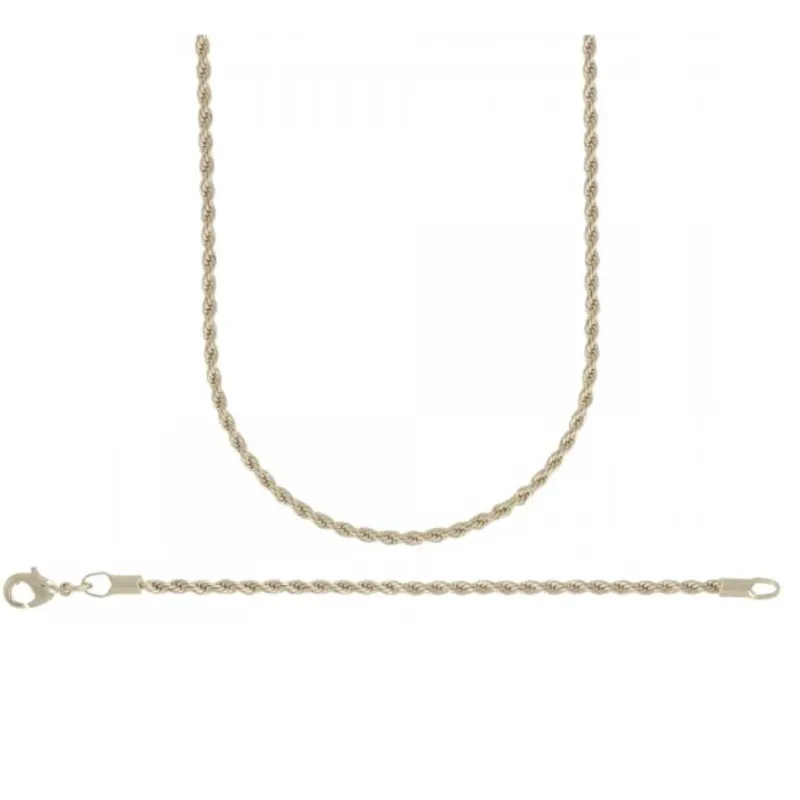 Chaîne Maille Corde Torsadée Plaqué Or 18 Carats - Longueur 50 Cm, Mixte - Neuf Avec étiquettes