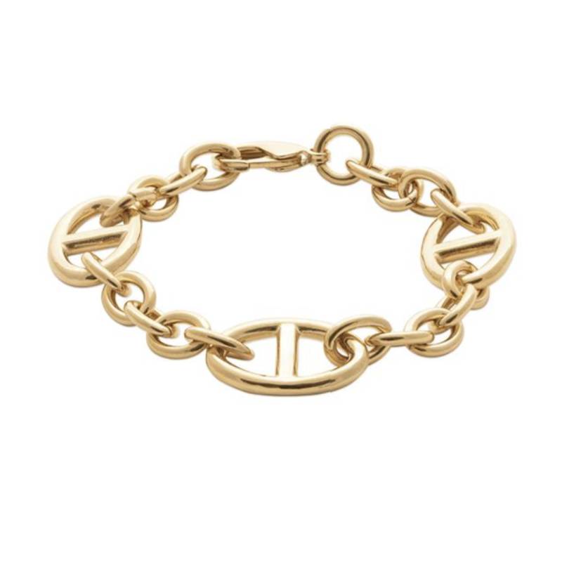 Bracelet Grosse Maille Marine et Forçat 20CM Plaqué Or 18 Carats 750/1000 MIXTE