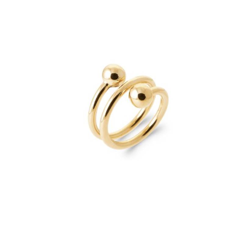 Bague Double Boules Triple Rangs En Plaqué or 18 CARATS 750/000 Tailles 50 à 60