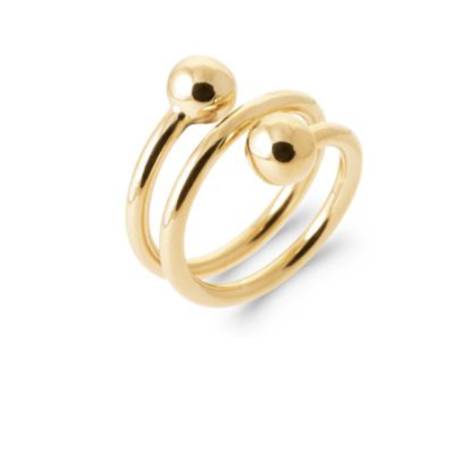 Bague Double Boules Triple Rangs En Plaqué or 18 CARATS 750/000 Tailles 50 à 60