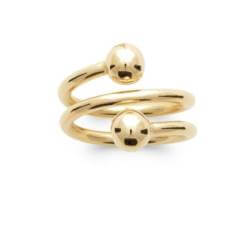 Bague Double Boules Triple Rangs En Plaqué or 18 CARATS 750/000 Tailles 50 à 60