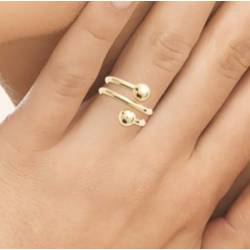 Bague Double Boules Triple Rangs En Plaqué or 18 CARATS 750/000 Tailles 50 à 60