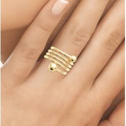 Bague Large Multi Rangs Boules En Plaqué Or 18 Carats Tailles 50 à 60